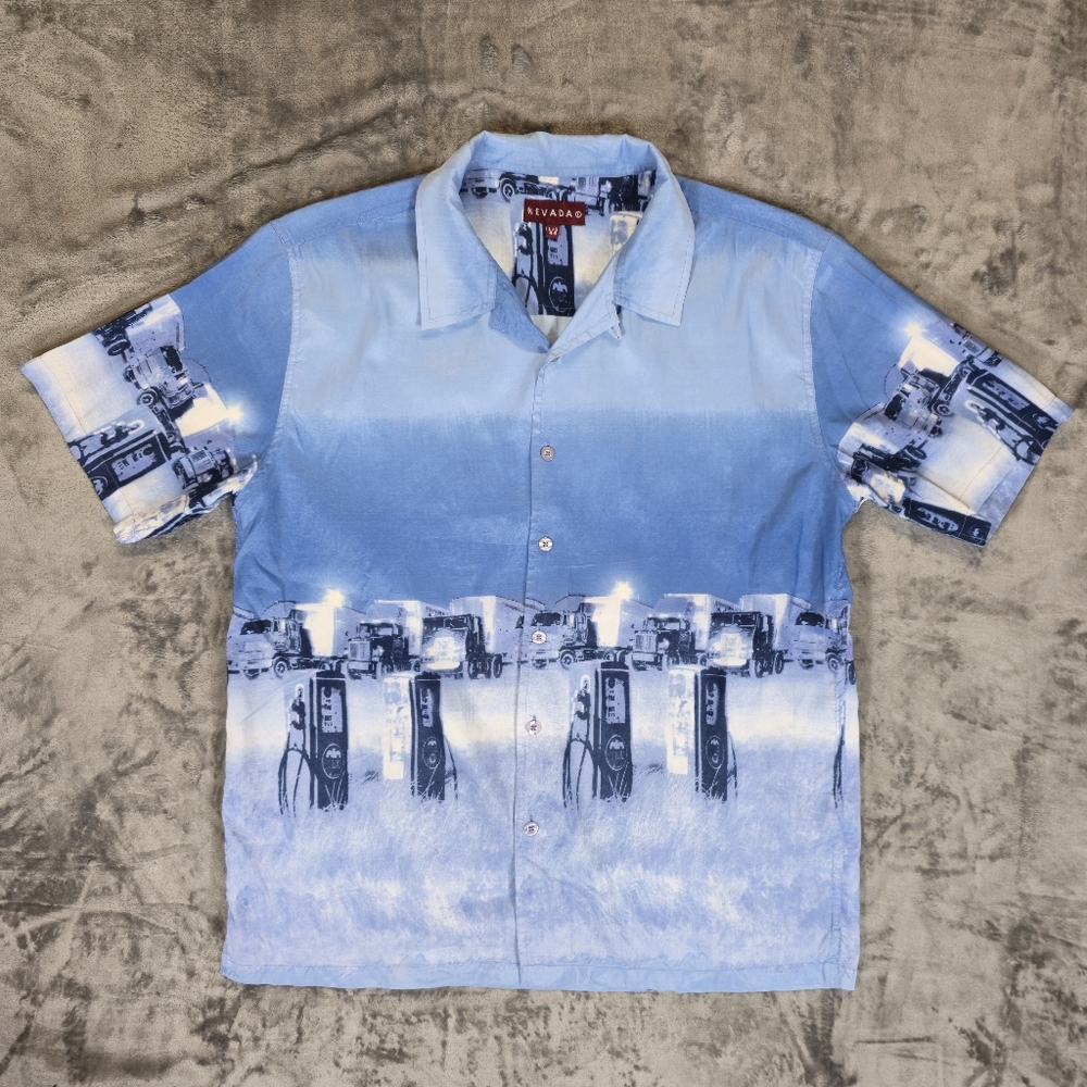 Y2K Nevada Trucker Button Up Shirt Size Large Trucking Ice Road